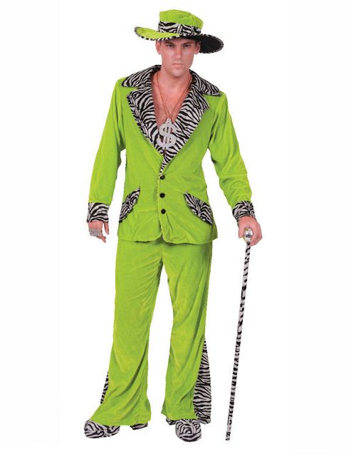 Image of Green Pimp Costume & Hat Extra Large