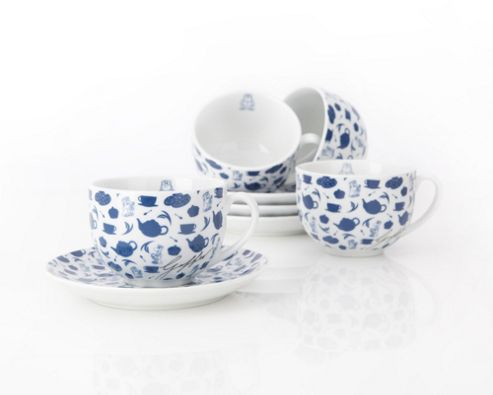 Image of Ethos Tetley Tea Folk Set Of Four Cups And Saucers (set Of 4)