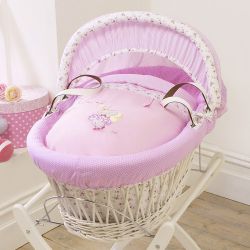 Izziwotnot Humphreys Lottie Fairy Princess White Wicker Moses Basket