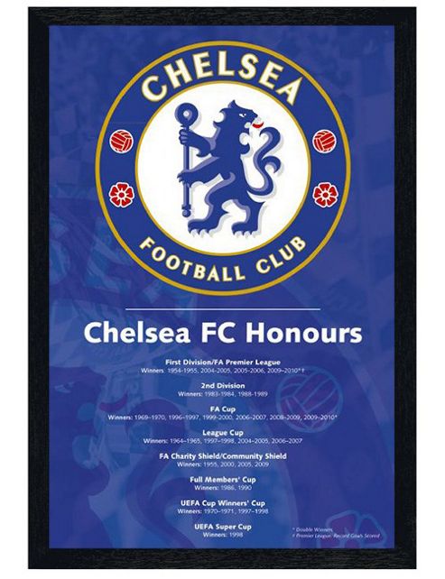 Image of Chelsea Football Club Black Wooden Framed Chelsea Honours Cfc Poster