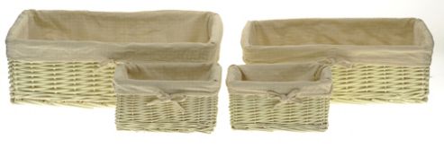 Image of Wicker Valley Storage Basket With Cream Lining 4 Piece Set