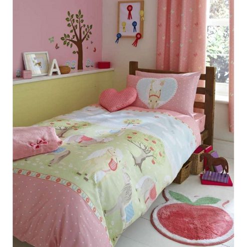 Image of Catherine Lansfield Home Kids Pony Single Bed Duvet Cover Set Multi