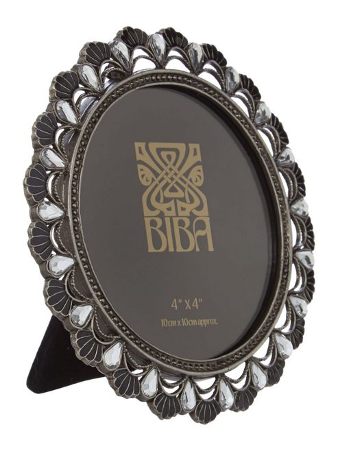 Image of Biba Round Jewel Photo Frame 4 X 4 In Black