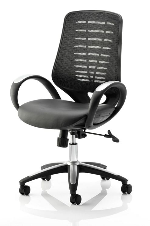 Image of Maestro Glostrup Leather Seat Mesh Chair - Black