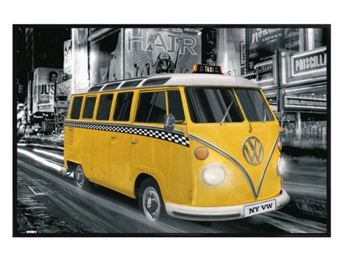 Image of Vw Camper Van Gloss Black Framed Ny Vw Poster