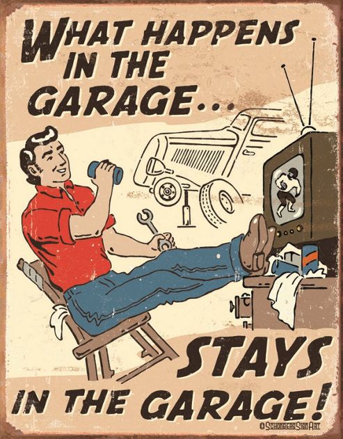 Image of Happens In The Garage Tin Sign