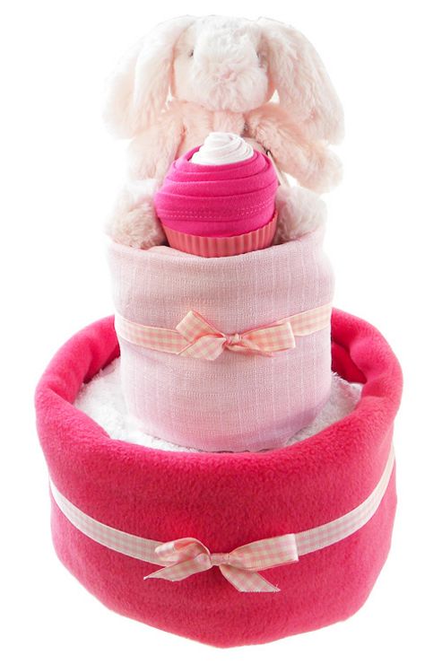Image of Two Tier Baby Girl Nappy Cake