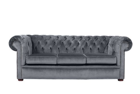 Image of Snug City 3 Seater Crushed Velvet Graphite Chesterfield Sofa, Made In The Uk.