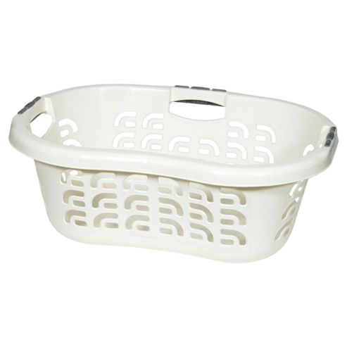 Image of Curver Soft Grip Plastic Laundry Basket, White