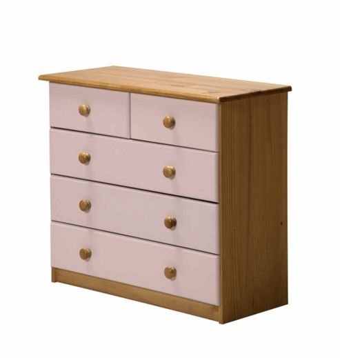 Image of Verona Drawer Chest 3 + 2 Colour Antique And Pink