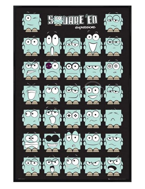 Image of Square Ed Expressions Gloss Black Framed Funny Faces Poster