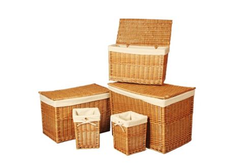 Image of Wicker Valley Willow Chest And Waste Bin (set Of 3)