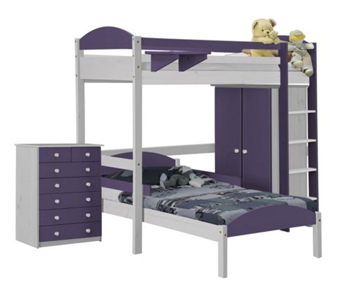 Image of Maximus L Shape High Sleeper Set 2 White With Lilac Details