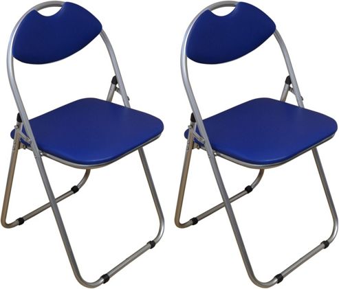 Image of Pack Of 2 Blue Padded Folding Office, Desk, Poker Chair.