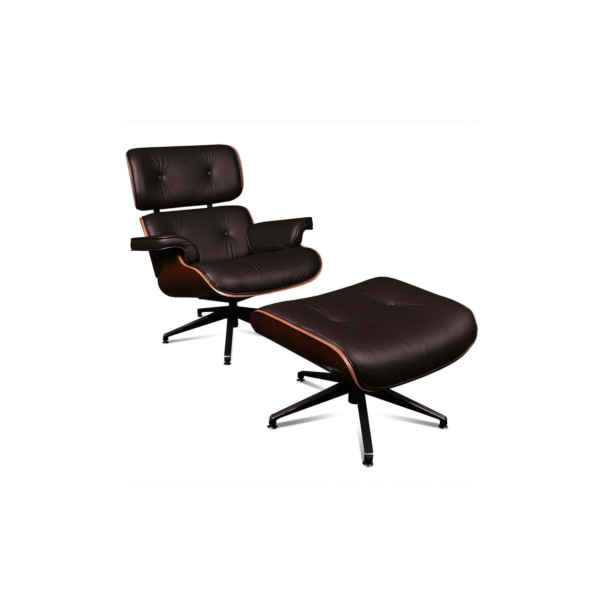 ProMech Racing Classic Leather Lounge Chair and Ottoman - Brown at Tescos Direct