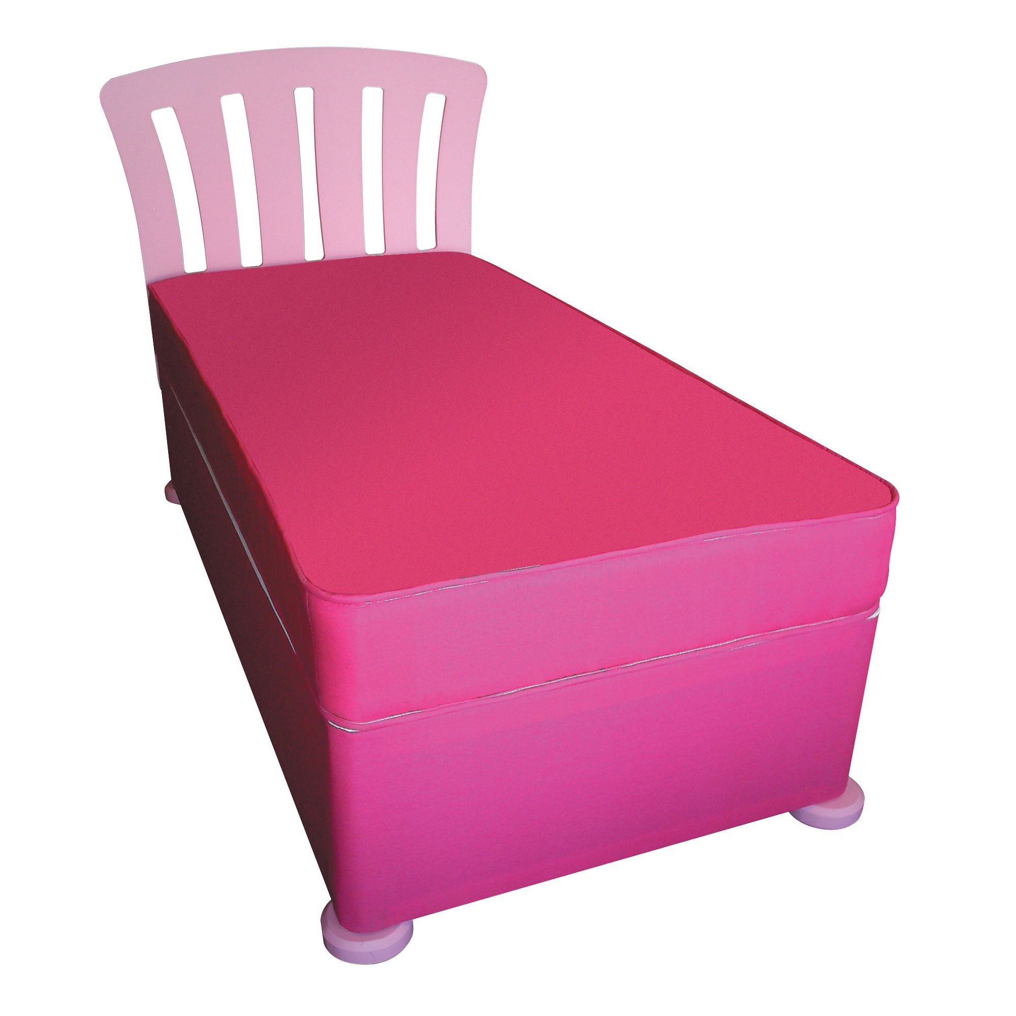 Kidsaw Single Divan with Mattress, Headboard and Bunfeet - Pink at Tesco Direct