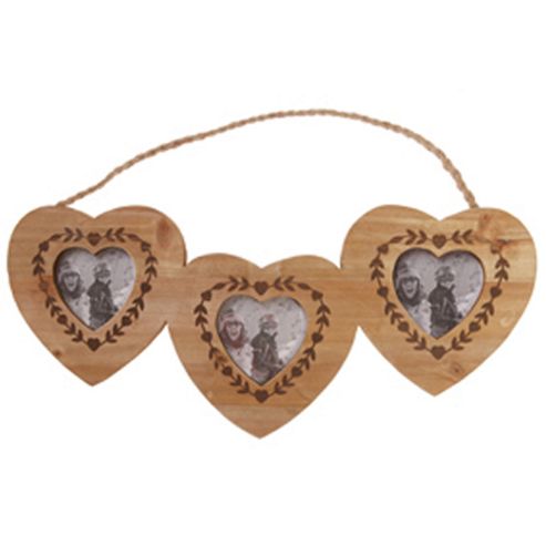 Image of Solid Wood Triple Hanging Photo Frame - Natural