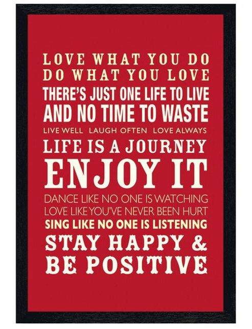 Image of Black Wooden Framed A Positive Life Poster