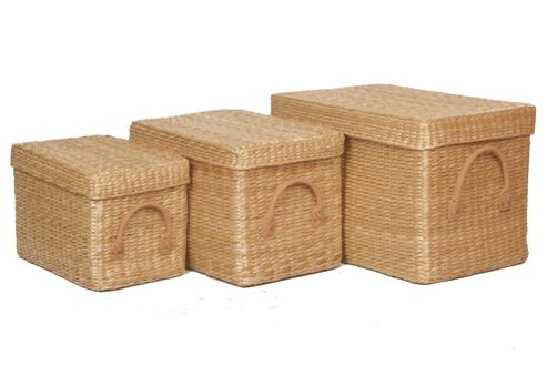 Image of Wicker Valley Soft Rush Rectangular Box 3 Piece Set