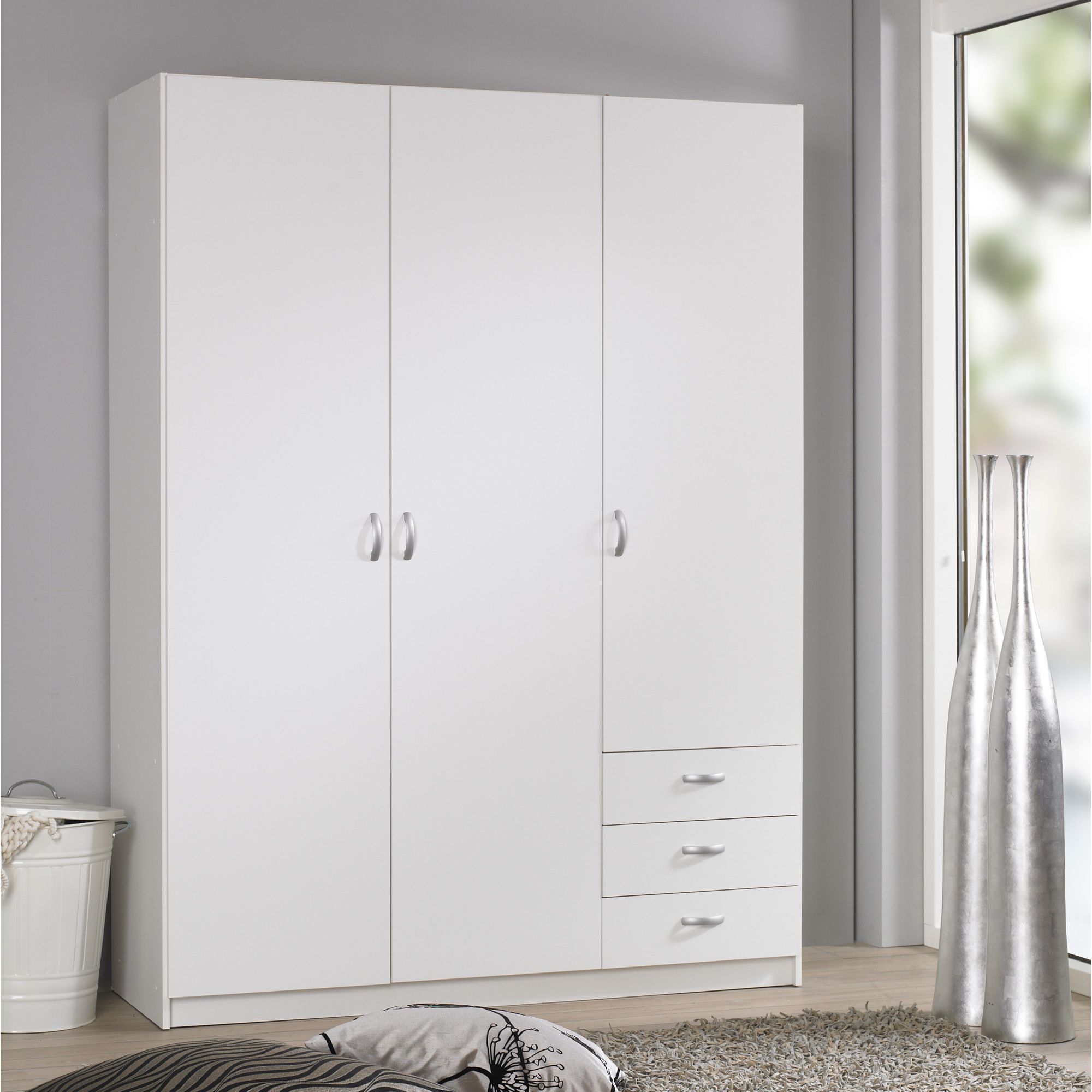 Tvilum Focus Three Drawer Wardrobe - White at Tesco Direct