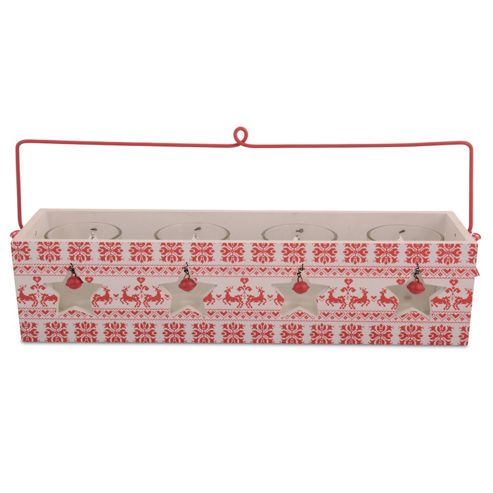 Image of Festive Design Wooden Painted Tealight Holder For Four Candles