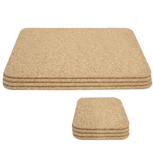 Image of Cork - Rectangular Placemats + Square Coasters - Set Of 4 Each