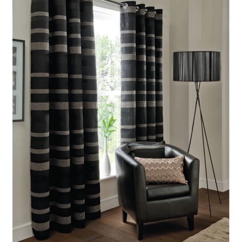 Image of Catherine Lansfield Home Arlington Curtains 66x90 (168x229cm) - Black