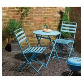 Milan Round Steel  Folding Bistro Set - Blue