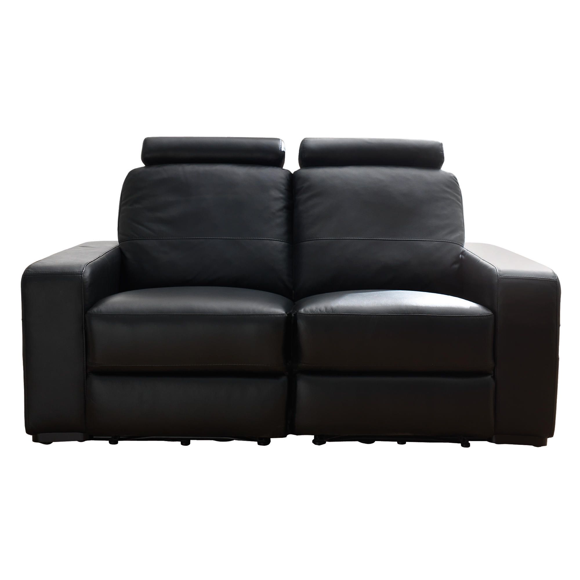 Barcelona Leather Small Recliner Sofa Black at Tesco Direct