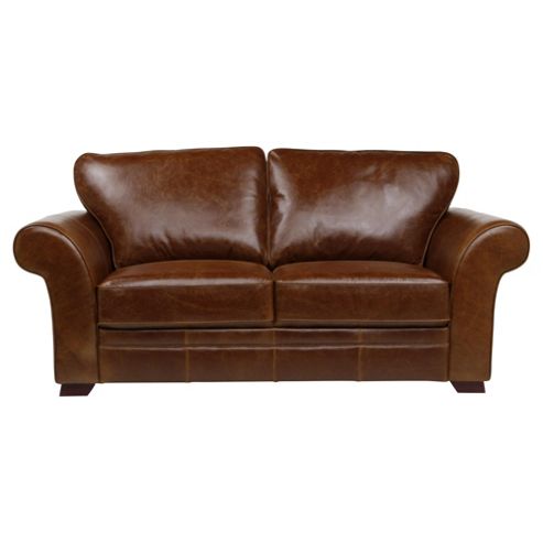 Image of Aldeborough Medium 3 Seater Leather Sofa, Caramel