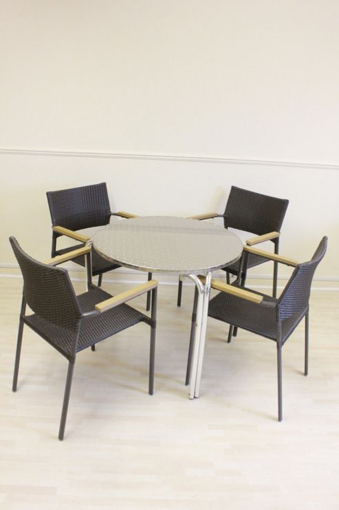 Image of Cozy Bay Americano 4 Seater Bistro Dining Table With Syn-teak--Arm