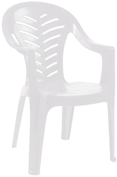 Image of Resol Palma Garden Chair - White - Patio Outdoor Plastic Furniture (single)