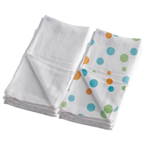 Image of Bambino Mio Miosquares Muslin Squares White/spring (pack Of 4)