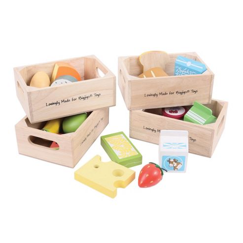 Image of Bigjigs Toys Bj316 Wooden Play Food Healthy Eating Dairy Food Set
