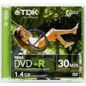TDK DVD-R 1.4GB 8cm 1-2x 30min Jewel Case 5 Pack