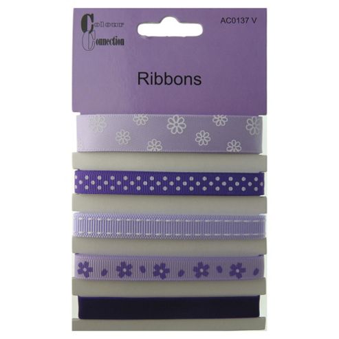 Image of Assorted Ribbons, Violet Design , 1m, 5 Pack