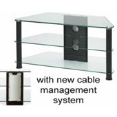 Medium Size Corner TV Stand - Black Legs and Clear Glass