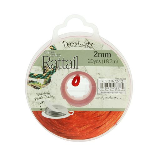 Image of Rattail With Re-useable Bobbin - Red - 20yds
