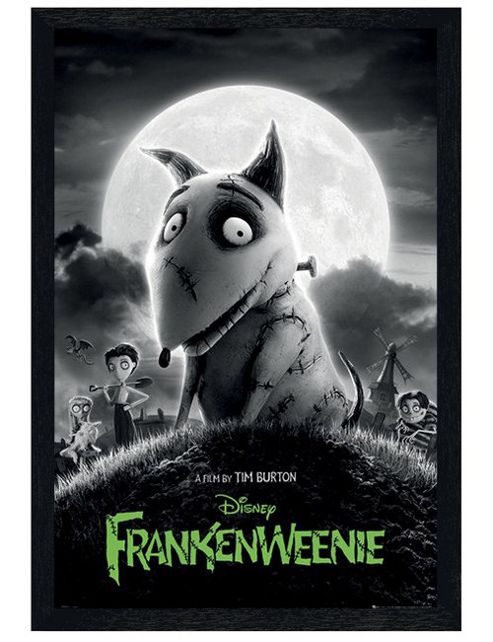 Image of Tim Burton's Frankenweenie Black Wooden Framed Sparky Poster