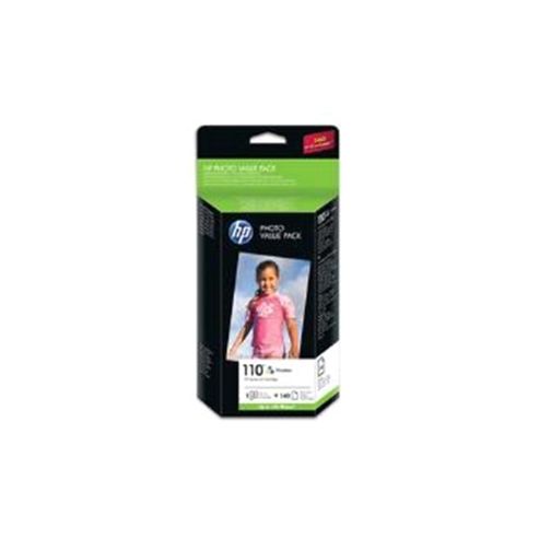 Image of Hp 110 Series Photo Value Pack With A 110 Tri-colour Inkjet Print Cartridge + Hp Advanced Photo Paper (140 Sheets)
