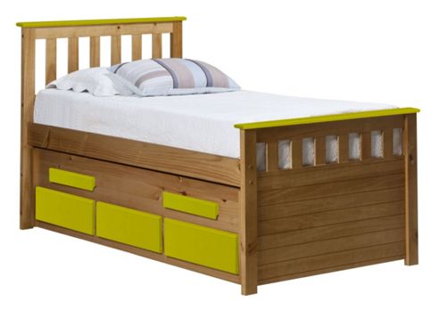 Image of Captains Bergamo Guest Bed 3ft Antique With Lime Details