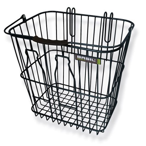 Image of Basil Rear Milkbottle Bike Basket W/ Nylon Grip Handle Black