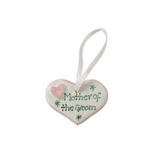 Image of Mother Of The Groom Pink Sparkle Heart Wedding Keepsake