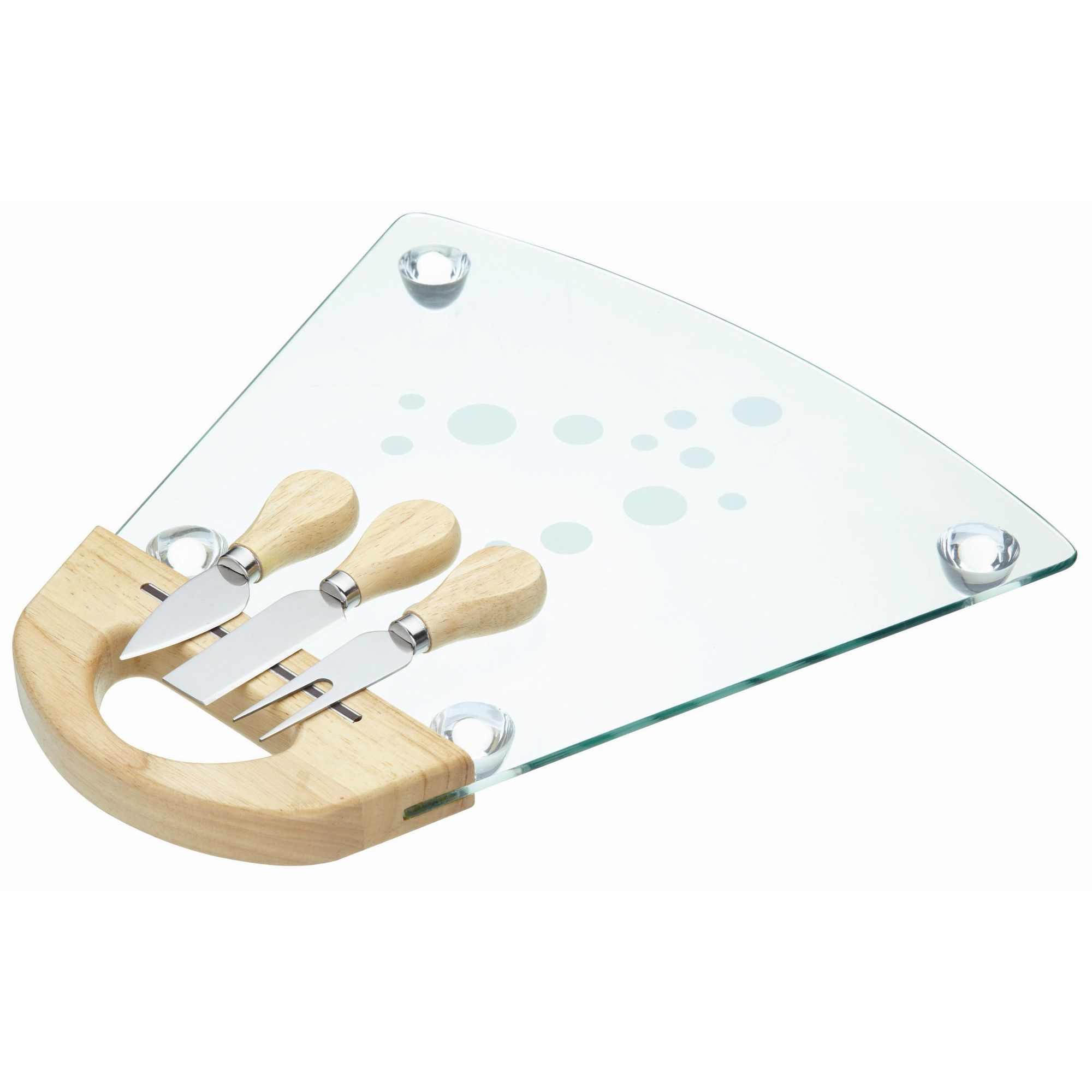 Cheese Glass with  Serving tesco  and knife cheese Set  and Offerta: Three Class ''Master Board board set