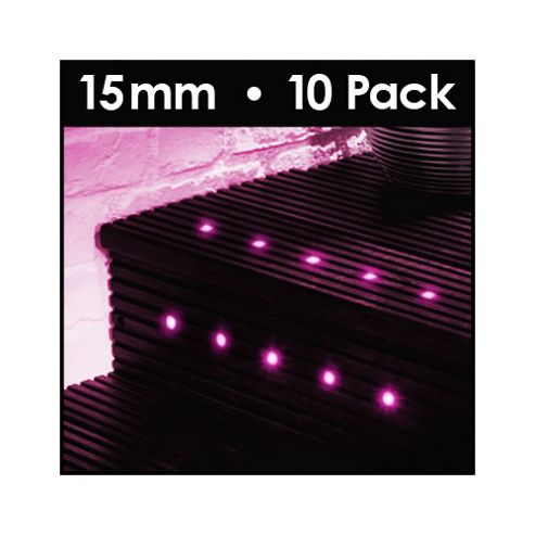 Image of Minisun Pack Of 10 15mm Led Decking Lights In Pink
