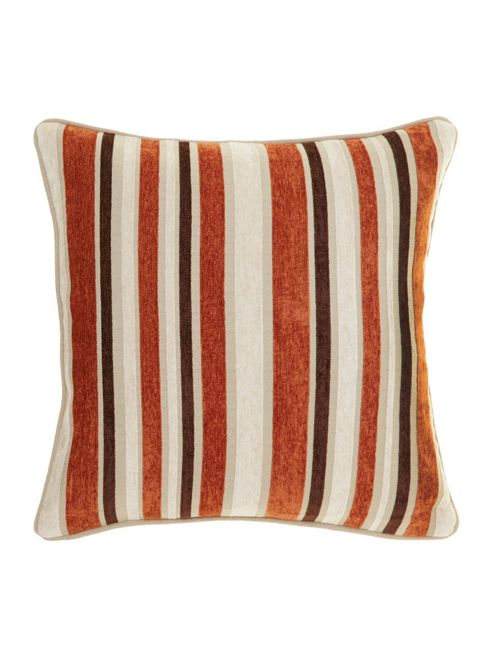Image of Linea Stripe Chenille Cushion, Rust