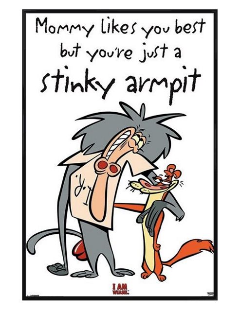 Image of Gloss Black Framed Cartoon Network I Am Weasel Stinky Armpit Poster