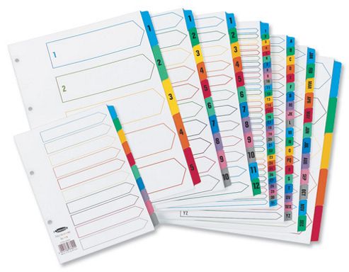 Image of Concord Index Multicolour-tabbed Mylar-reinforced 4 Holes Jan-dec A4 White Ref Cs24