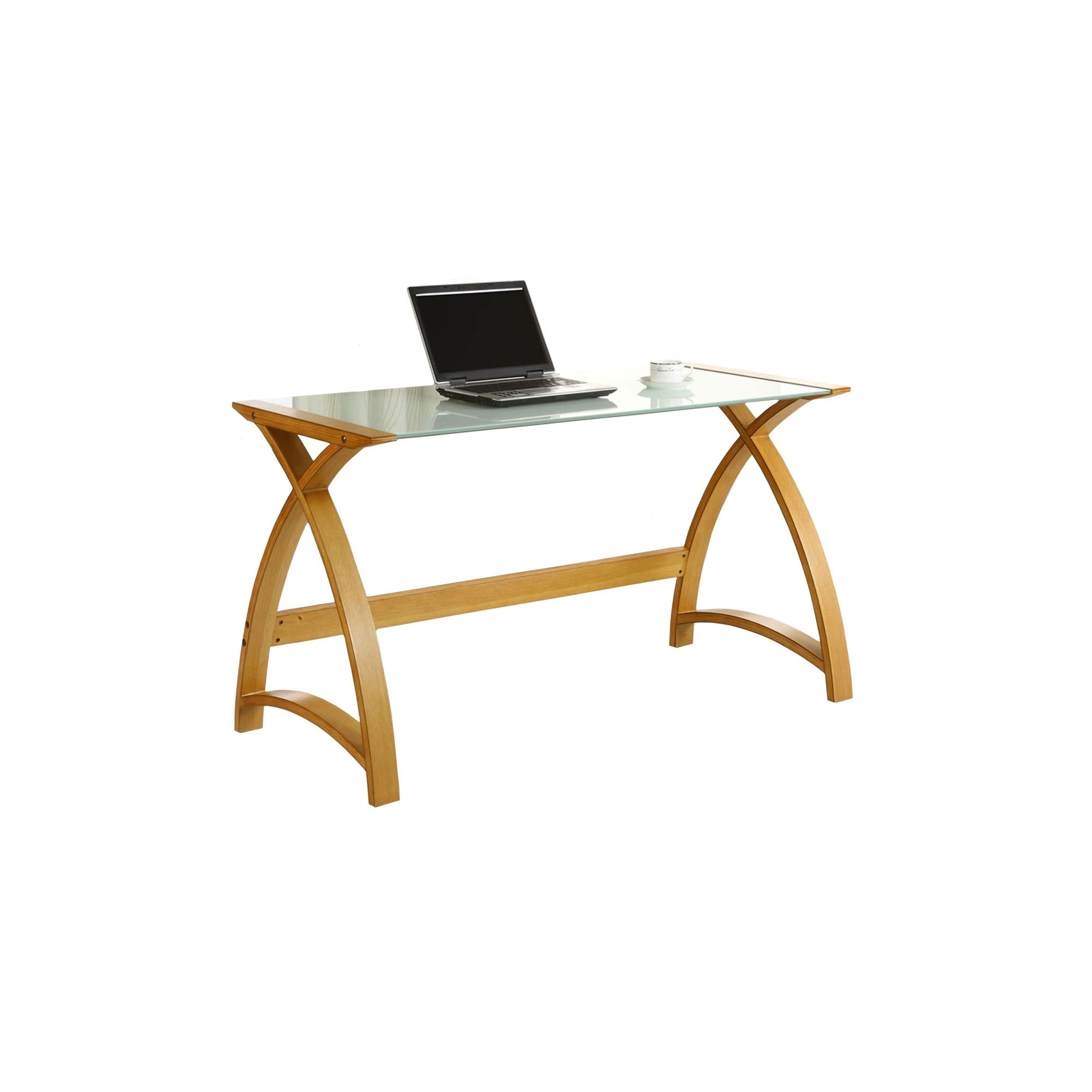 Jual Curve - Curved Oak and White Glass Laptop Desk at Tesco Direct