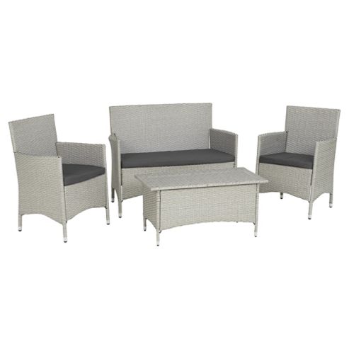 Image of Lola 4-piece Rattan Effect Garden Lounge Set, Grey